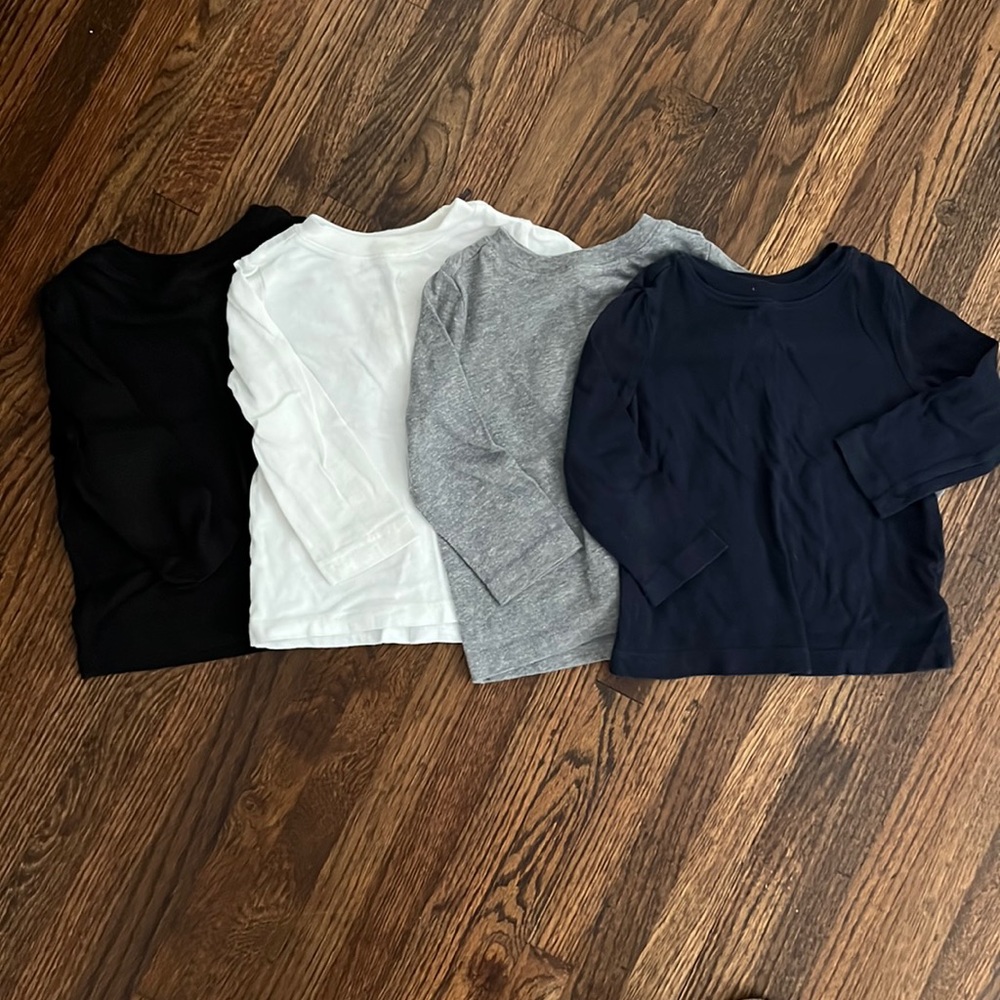 Lot of 4 old navy long sleeve shirts. Size 12-18 months.